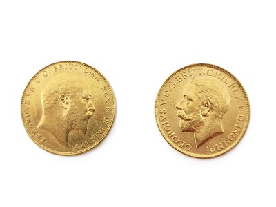 Lot 484 - TWO FULL GOLD SOVEREIGN ENGLISH COINS, 1907...
