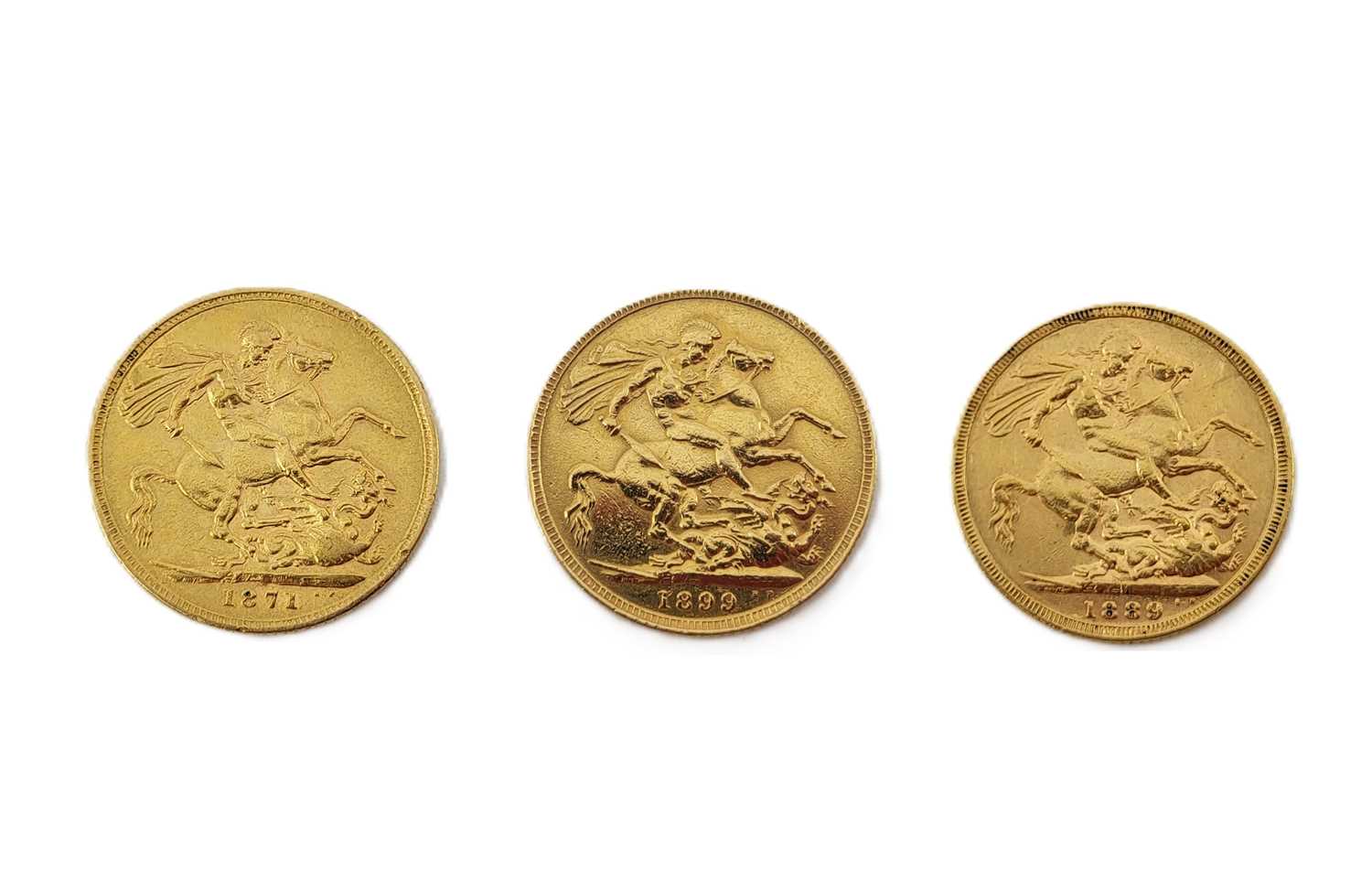 Lot 485 - THREE FULL GOLD SOVEREIGN ENGLISH VICTORIA...