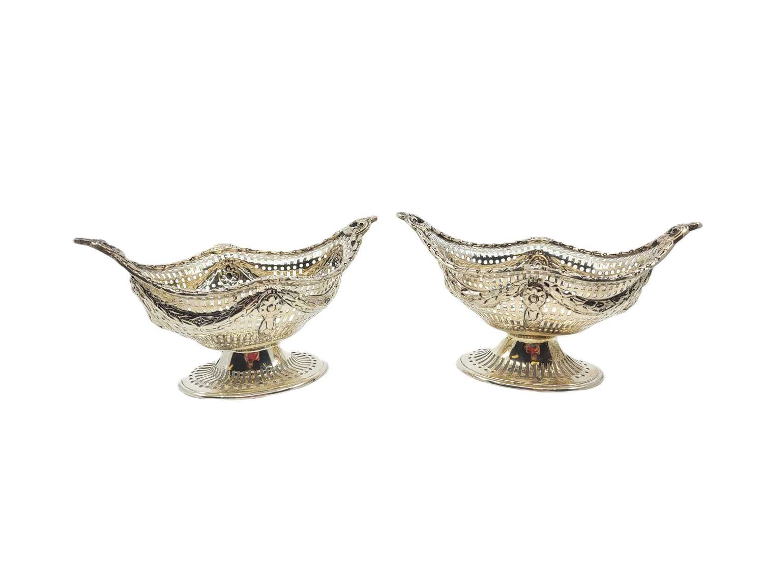 Lot 527 - A PAIR OF LATE VICTORIAN SILVER BON BON DISHES,...