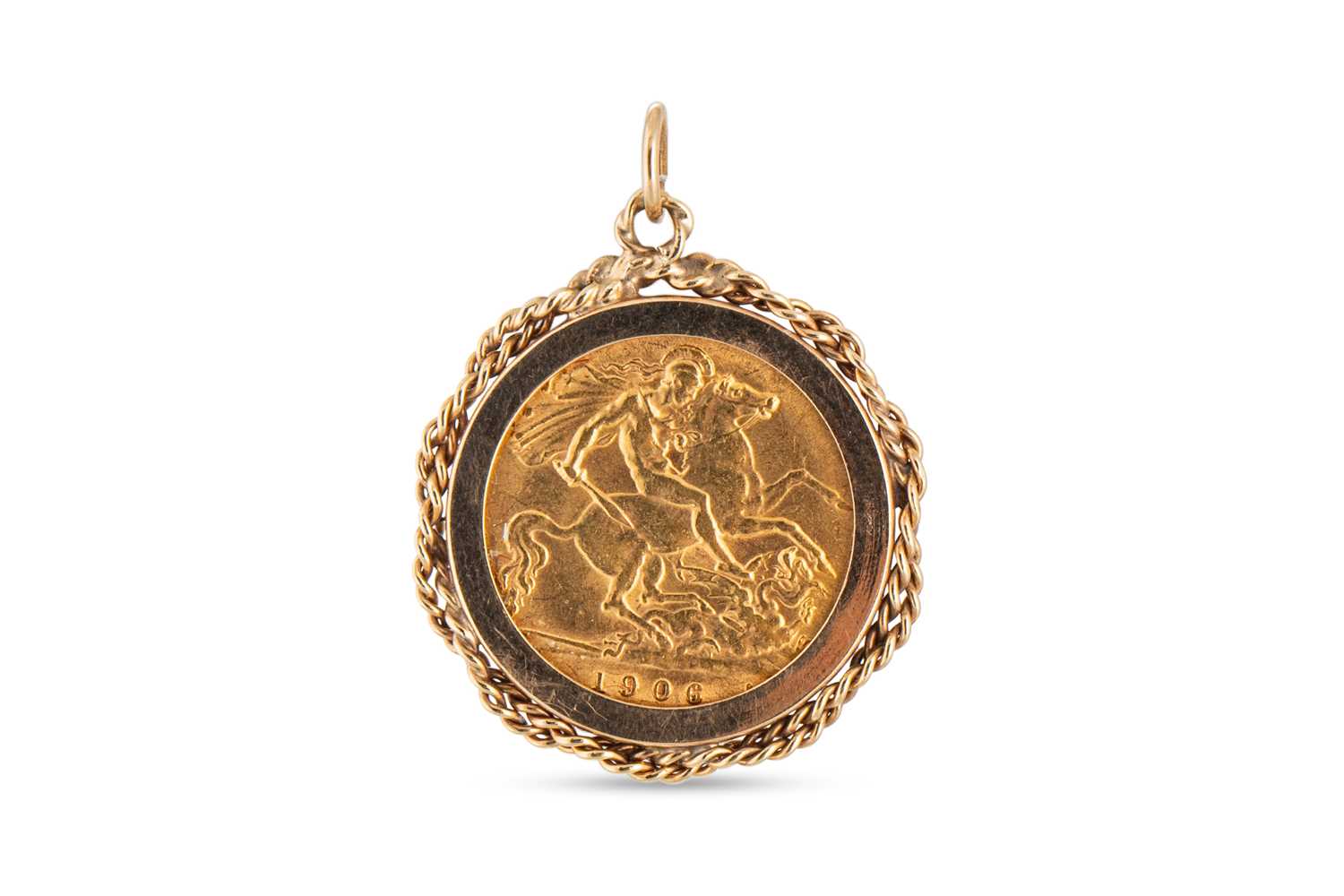 Lot 455 - A 1906 HALF GOLD SOVEREIGN ENGLISH COIN, with...