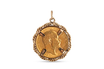 Lot 455 - A 1906 HALF GOLD SOVEREIGN ENGLISH COIN, with...