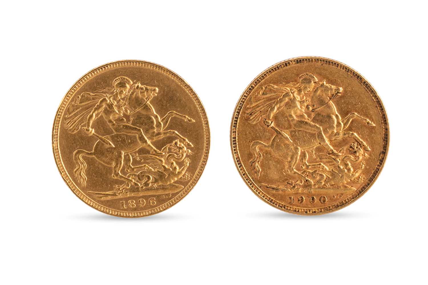 Lot 461 - A PAIR OF GOLD FULL SOVEREIGN ENGLISH COINS,...