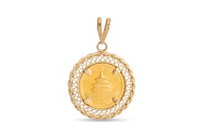 Lot 462 - A ½ OZ GOLD PANDA CHINA COIN, in a lacework...