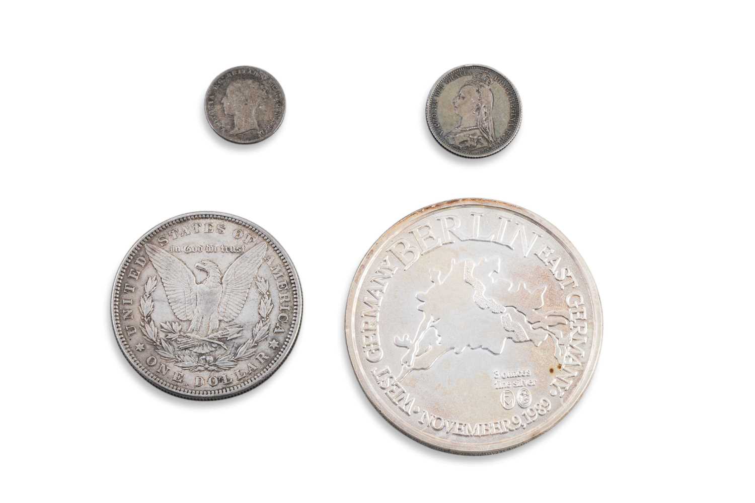 Lot 464 - A COLLECTION OF FOUR SILVER COINS, to include...