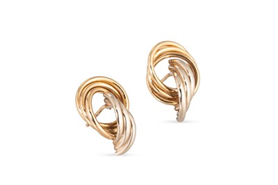 Lot 15 - A PAIR OF GOLD EARRINGS, of twisted open work...