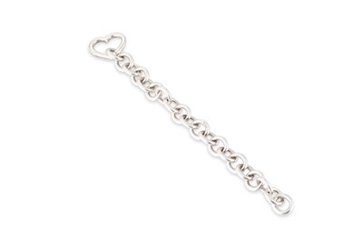 Lot 19 - A STERLING SILVER BRACELET, with heart work...