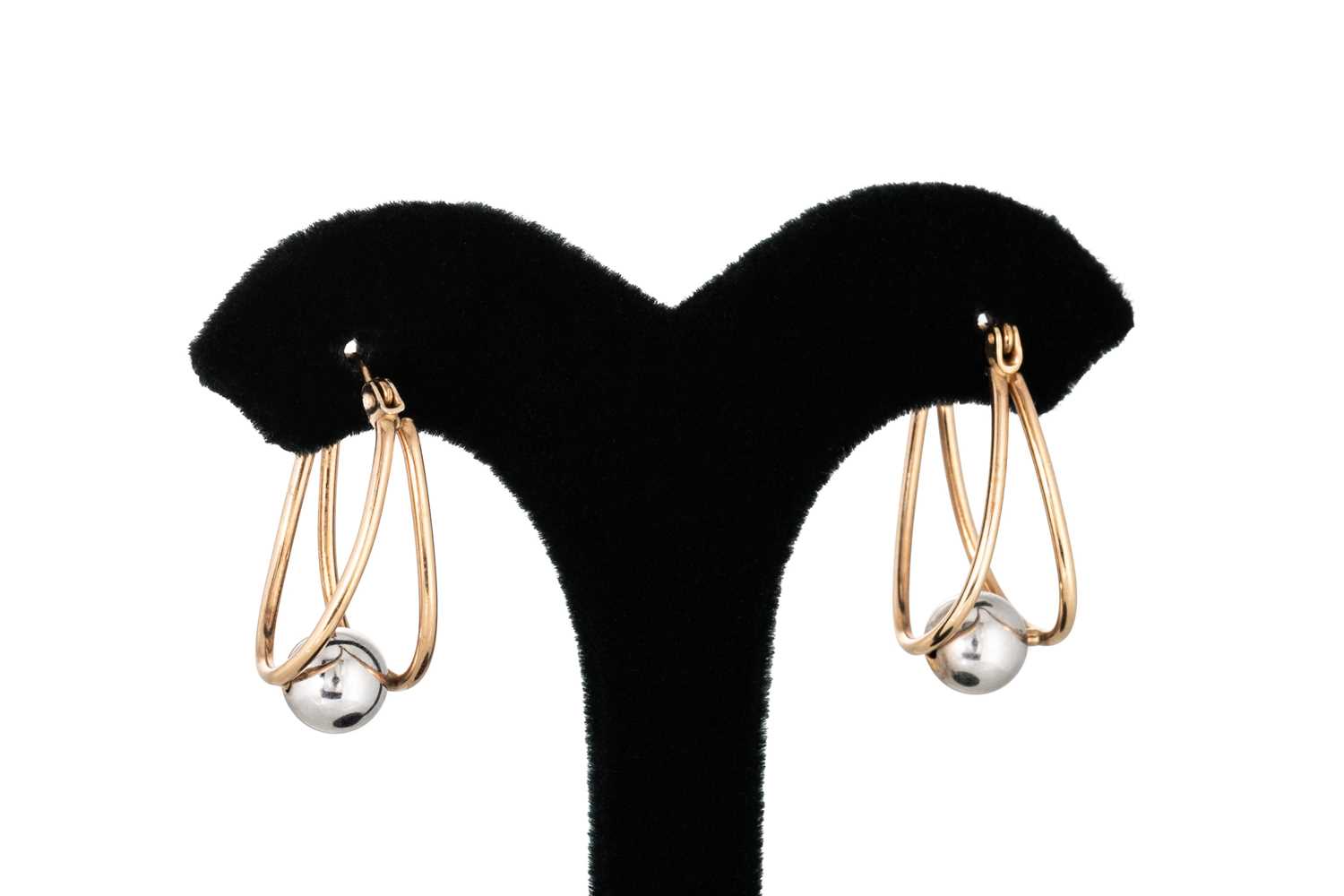 Lot 26 - A PAIR OF TWO-TONE 9CT GOLD HOOP EARRINGS, of...