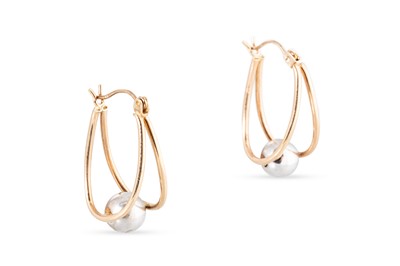 Lot 26 - A PAIR OF TWO-TONE 9CT GOLD HOOP EARRINGS, of...