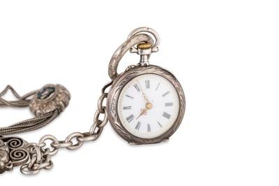 Lot 47 - AN ANTIQUE SILVER FOB WATCH