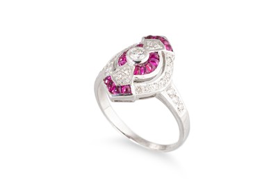 Lot 50 - A VINTAGE DIAMOND AND SYNTHETIC RUBY CLUSTER...