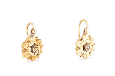 Lot 51 - A PAIR OF VICTORIAN PEARL SET DROP EARRINGS,...