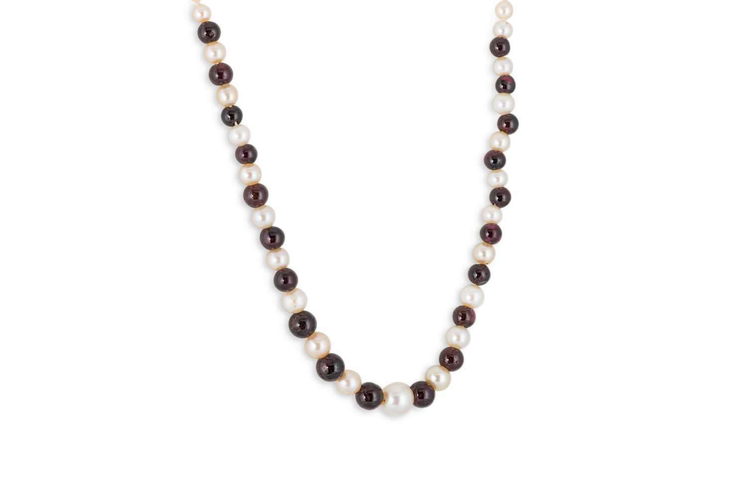 Lot 54 - A CULTURED PEARL AND STONESET NECKLACE, metal...