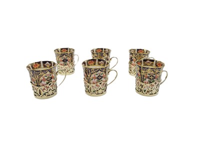 Lot 515 - A CASED SET OF SIX ANTIQUE SILVER GILT MOUNTED...