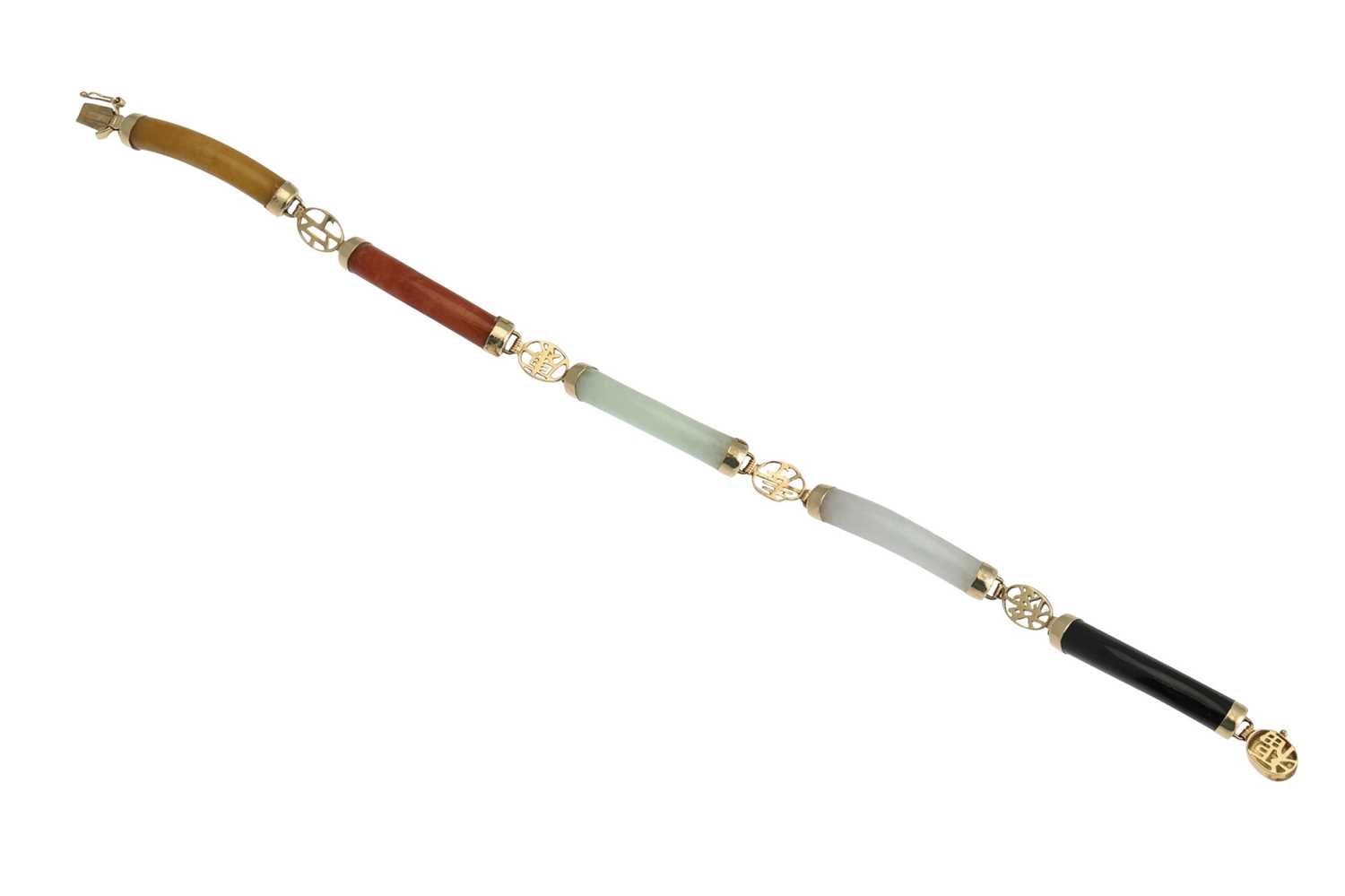 Lot 207 - A GEM SET BRACELET, mounted in 14ct gold