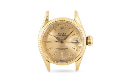 Lot 436 - A LADY'S ROLEX DATEJUST GOLD WATCH HEAD, no...