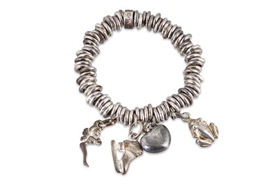 Lot 90 - A SILVER LINKS OF LONDON BRACELET, set with...