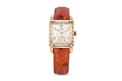 Lot 333 - A 1950S LORD ELGIN WRIST WATCH, square case,...