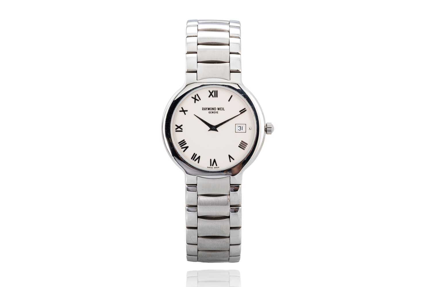 Lot 342 - A RAYMOND WEIL GENEVA WRIST WATCH, with date,...