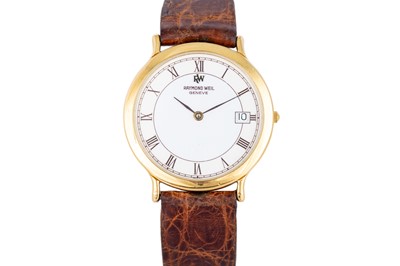 Lot 343 - A RAYMOND WEIL WRIST WATCH, off-white dial...