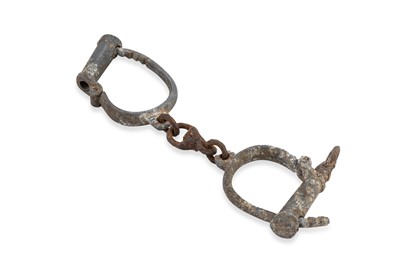 Lot 456 - A PAIR OF MID-19TH CENTURY POLICE CUFFS, found...