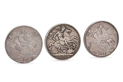 Lot 434 - 3 X SILVER CROWN ENGLISH COINS, 1889, 1890 &...