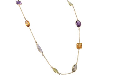 Lot 269 - A CITRINE, LEMON QUARTZ AND AMETHYST NECKLACE,...