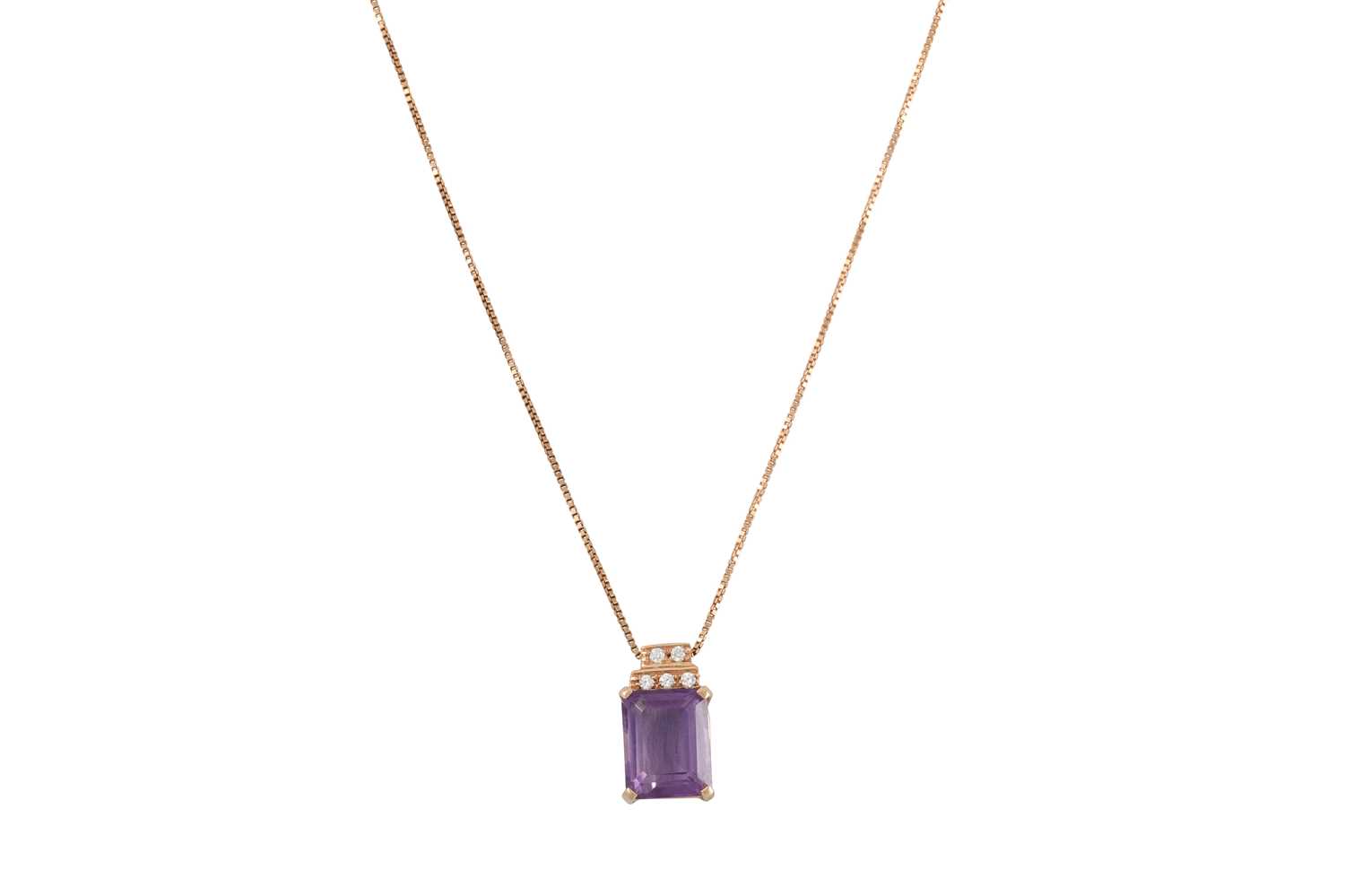 Lot 276 - AN AMETHYST PENDANT WITH DIAMOND DETAIL, in...