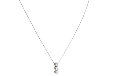 Lot 278 - A THREE STONE DIAMOND PENDANT, mounted in 18ct...