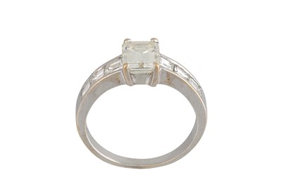Lot 198 - A DIAMOND SOLITAIRE RING, the emerald cut...