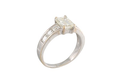 Lot 198 - A DIAMOND SOLITAIRE RING, the emerald cut...