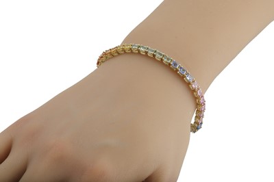 Lot 250 - A MULTI COLOURED SAPPHIRE BRACELET, the...