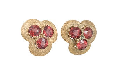 Lot 79 - A PAIR OF VINTAGE STONE SET EARRINGS, mounted...