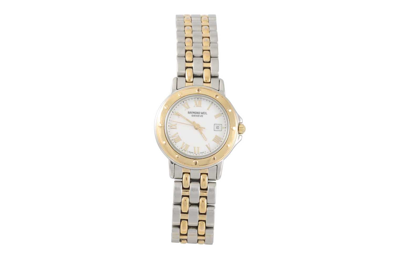Lot 431 - A LADY'S RAYMOND WEIL BI-METAL WRIST WATCH,...
