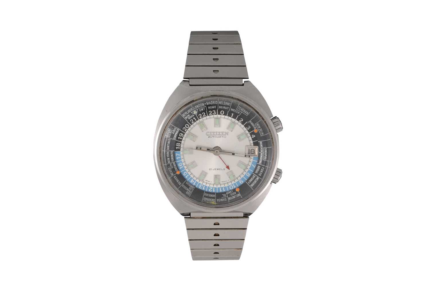 Lot 443 - A GENT'S VINTAGE CITIZEN AUTOMATIC STAINLESS...