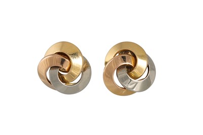 Lot 93 - A PAIR OF CARTIER TRINITY EAR STUDS, in...
