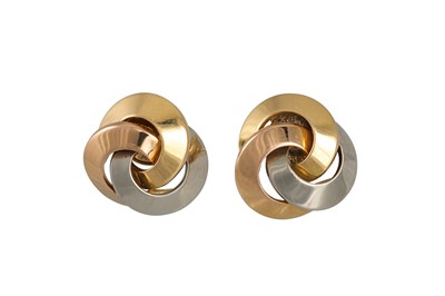 Lot 93 - A PAIR OF CARTIER TRINITY EAR STUDS, in...