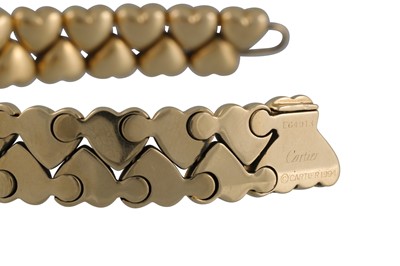 Lot 104 - AN 18CT GOLD CARTIER HEART LINK BRACELET,...