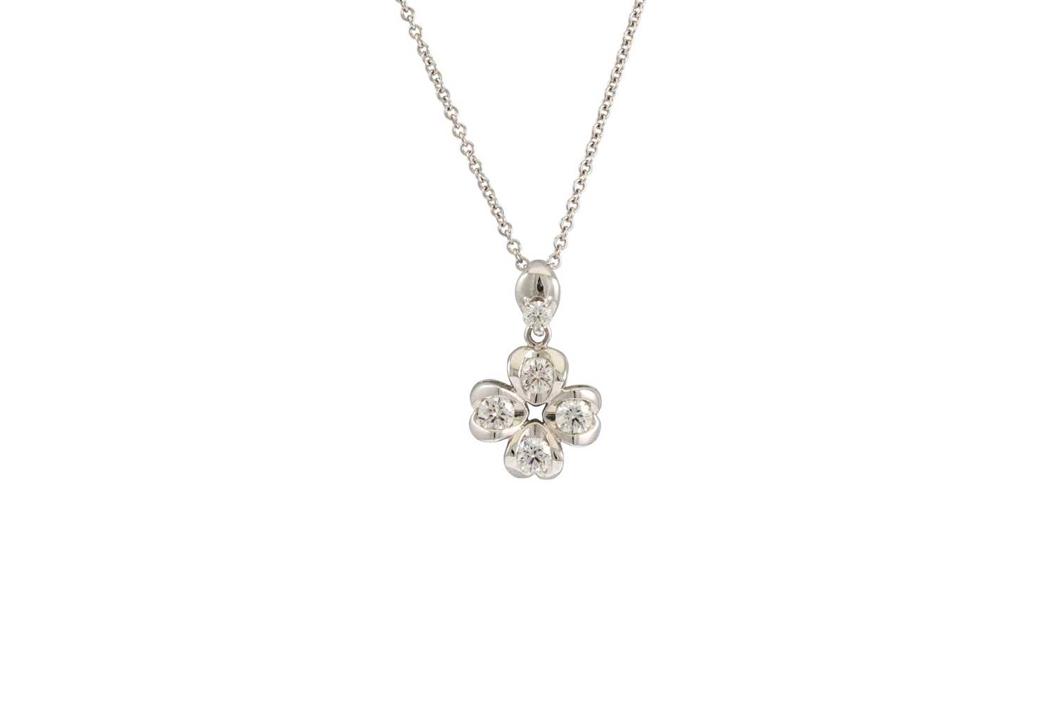 Lot 263 - A DIAMOND SET PENDANT, mounted in 18ct white...