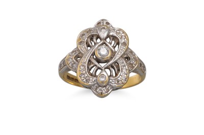Lot 85 - A SHAPED DIAMOND CLUSTER RING, mounted in 18ct...